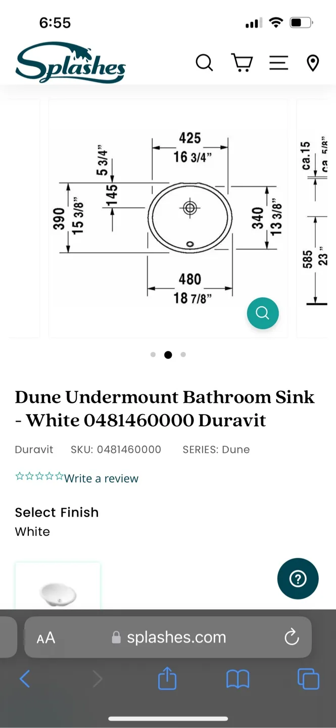 Duravit Dune Undermount Bathroom Sink - White image indicator(5)