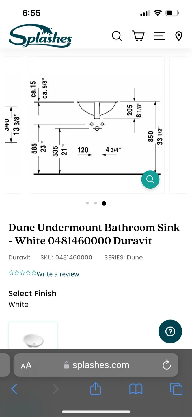 Duravit Dune Undermount Bathroom Sink - White image indicator(6)