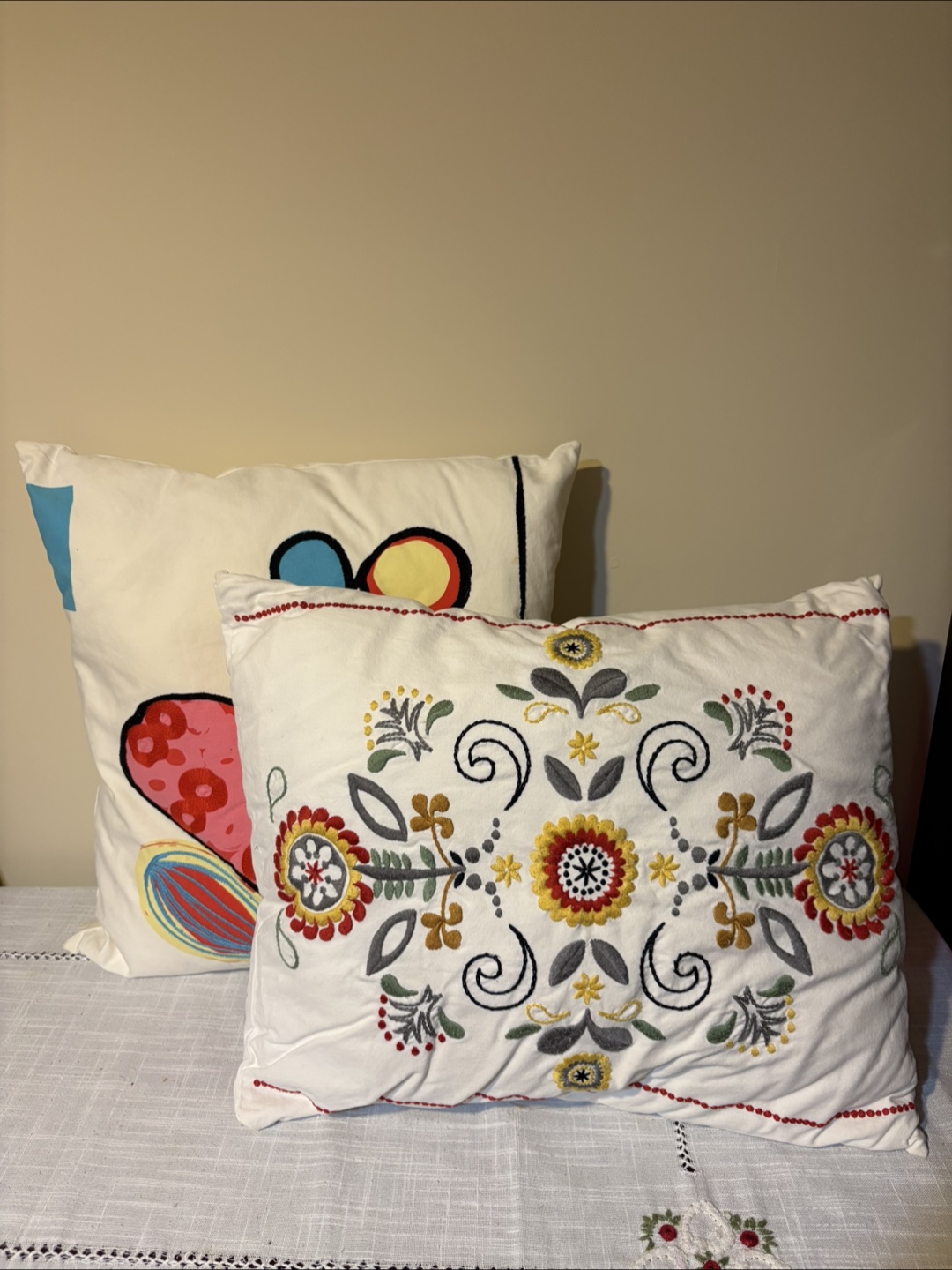 Two Decorative Throw Pillows