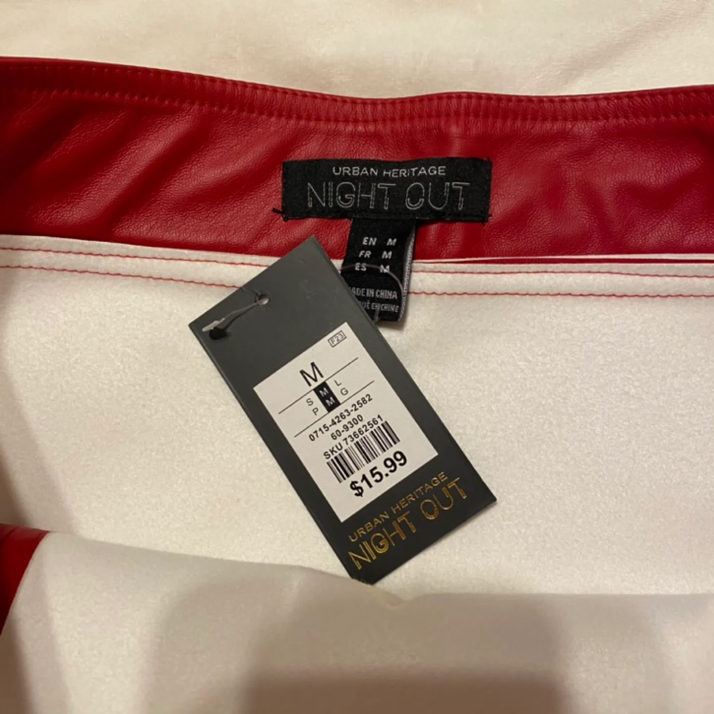 (With tags) Red Faux Leather Mini Skirt image indicator(5)