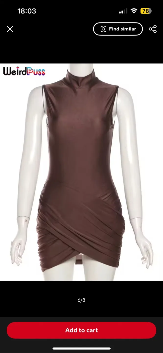 Brown Mock Neck Bodycon Dress NEW image indicator(2)