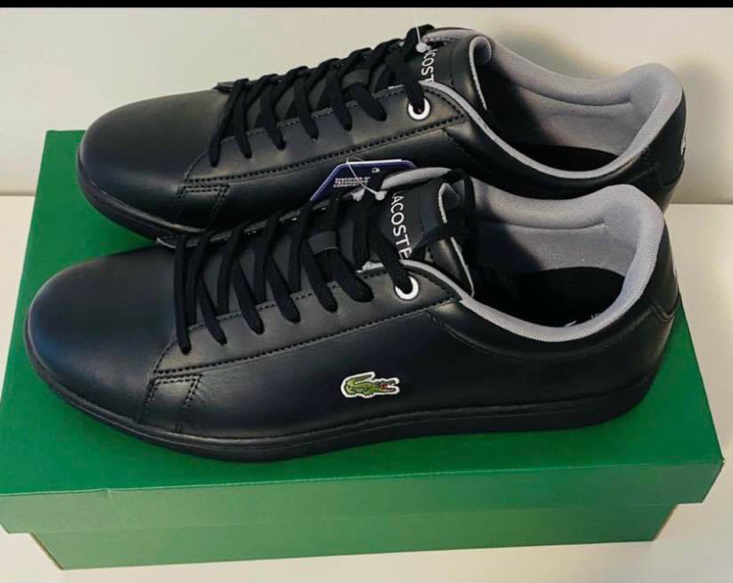 Lacoste Men's Black Leather Sneakers - Size 10 - photo 2