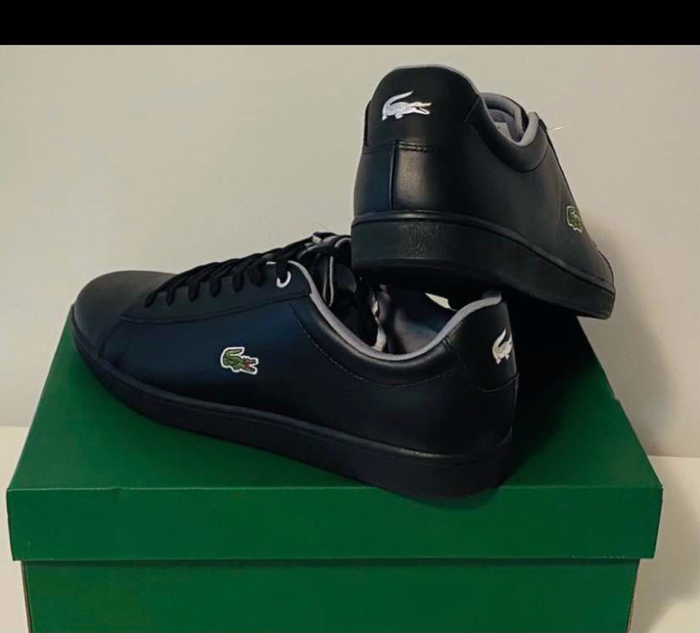 Lacoste Men's Black Leather Sneakers - Size 10 - photo 3