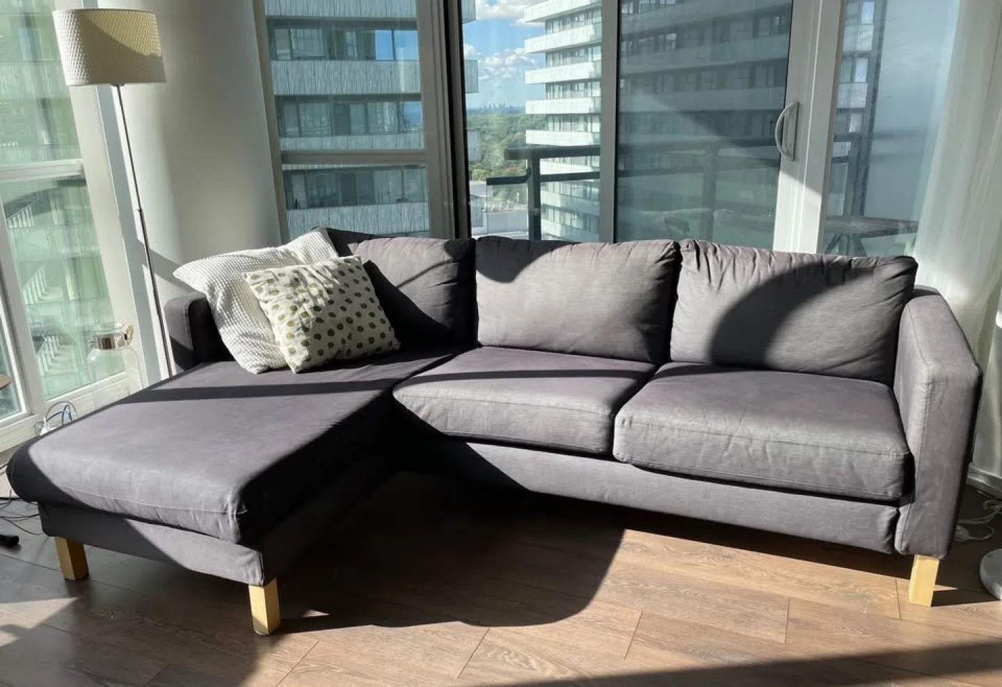 Sectional Sofa with Birch Legs - Grey thumbnail