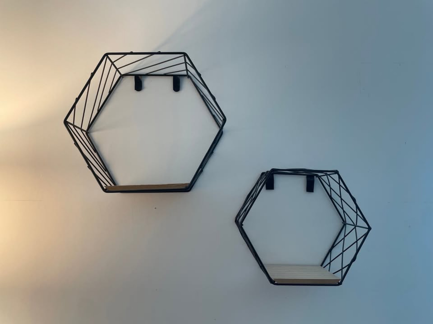 Set of Two Geometric Hexagon Wall Shelves - photo 2