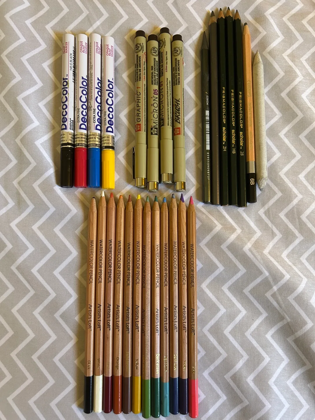 Paint pens, fineliners, graphite pencils, watercolour pencils thumbnail
