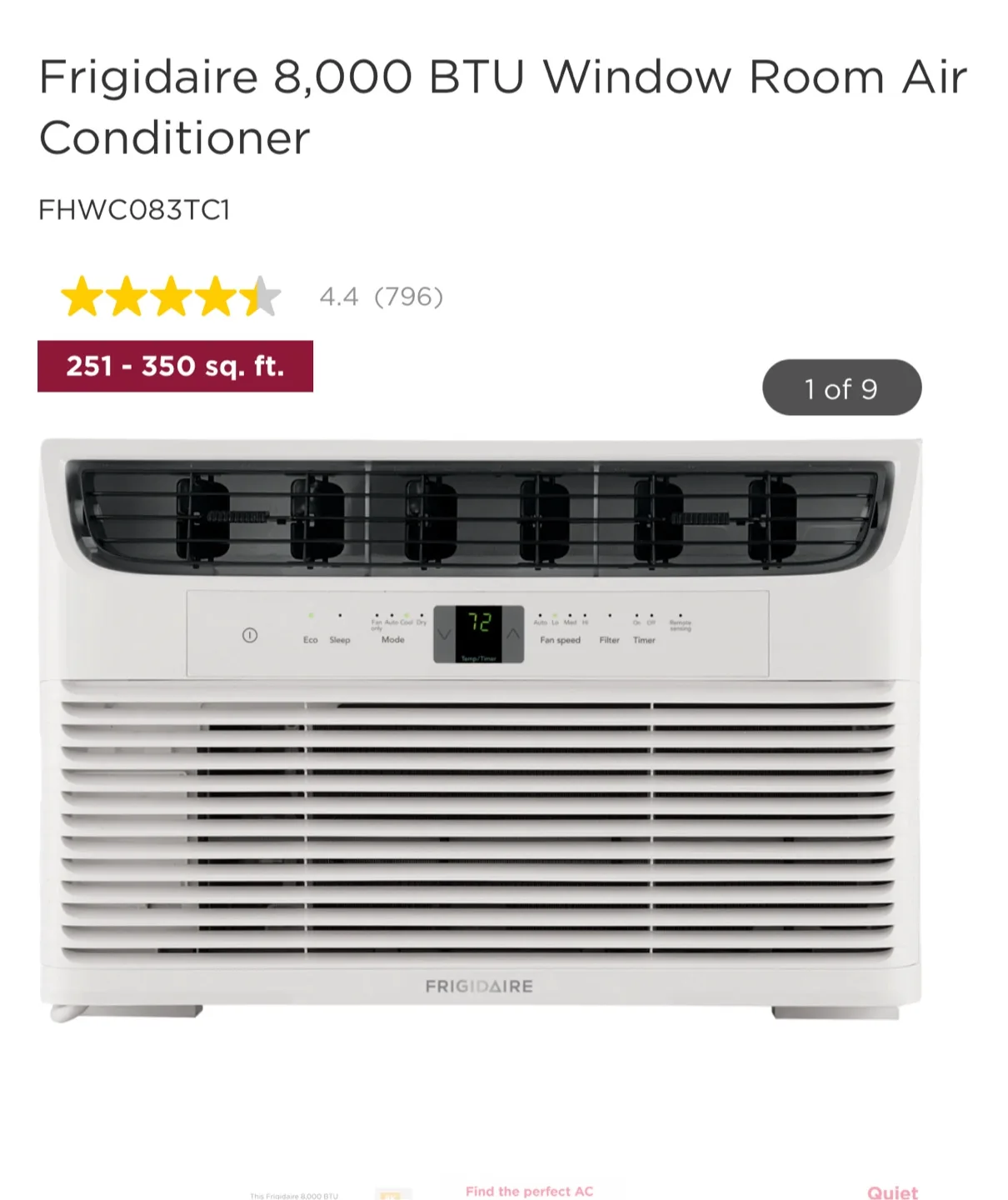 Frigidaire 8,000 BTU Window Air Conditioner thumbnail