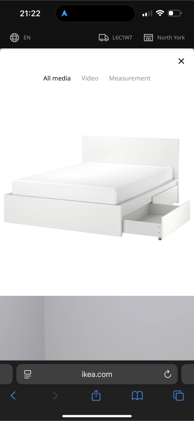 IKEA MALM White Double Bed Frame with 2 Drawers