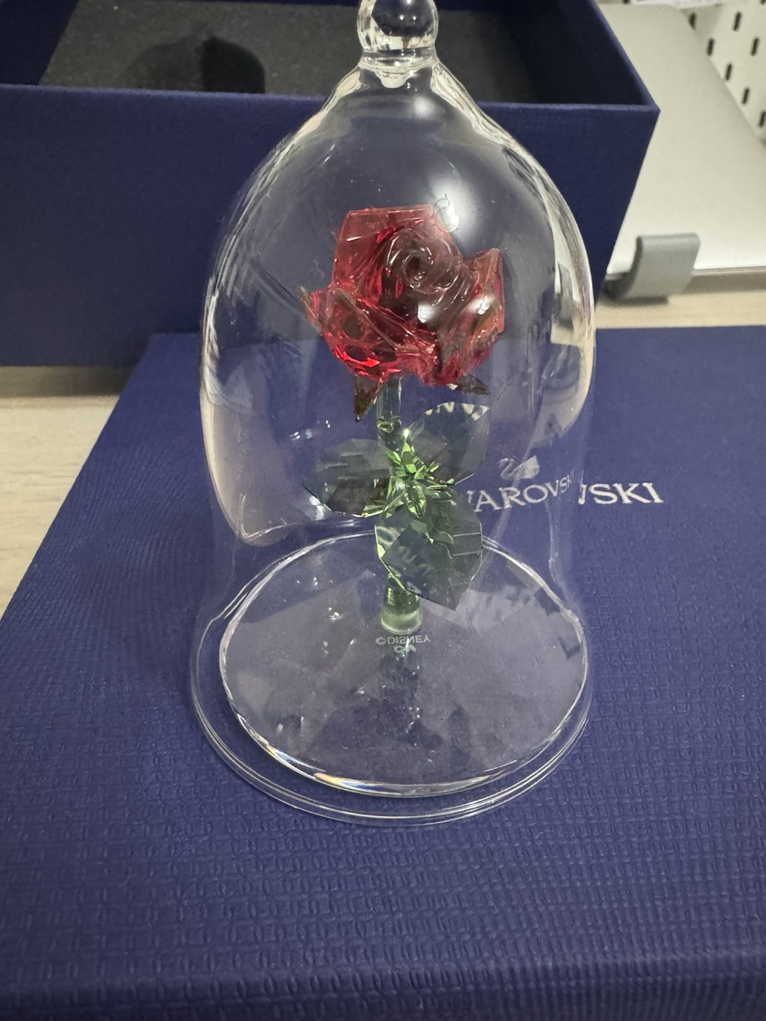 Swarovski Red Rose Figurine with Glass Dome - photo 3