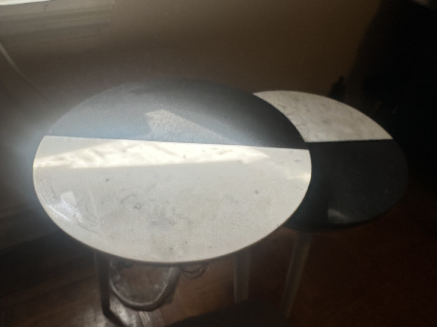 Pair of Round Marble Top Nesting Tables