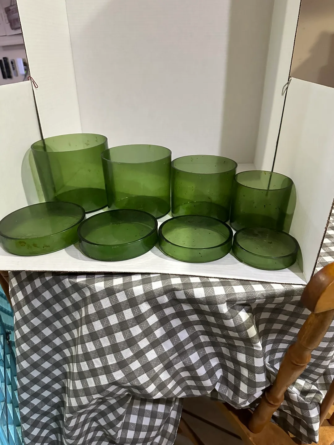 Set of 4 Vintage Green containers with Lids. image indicator(2)