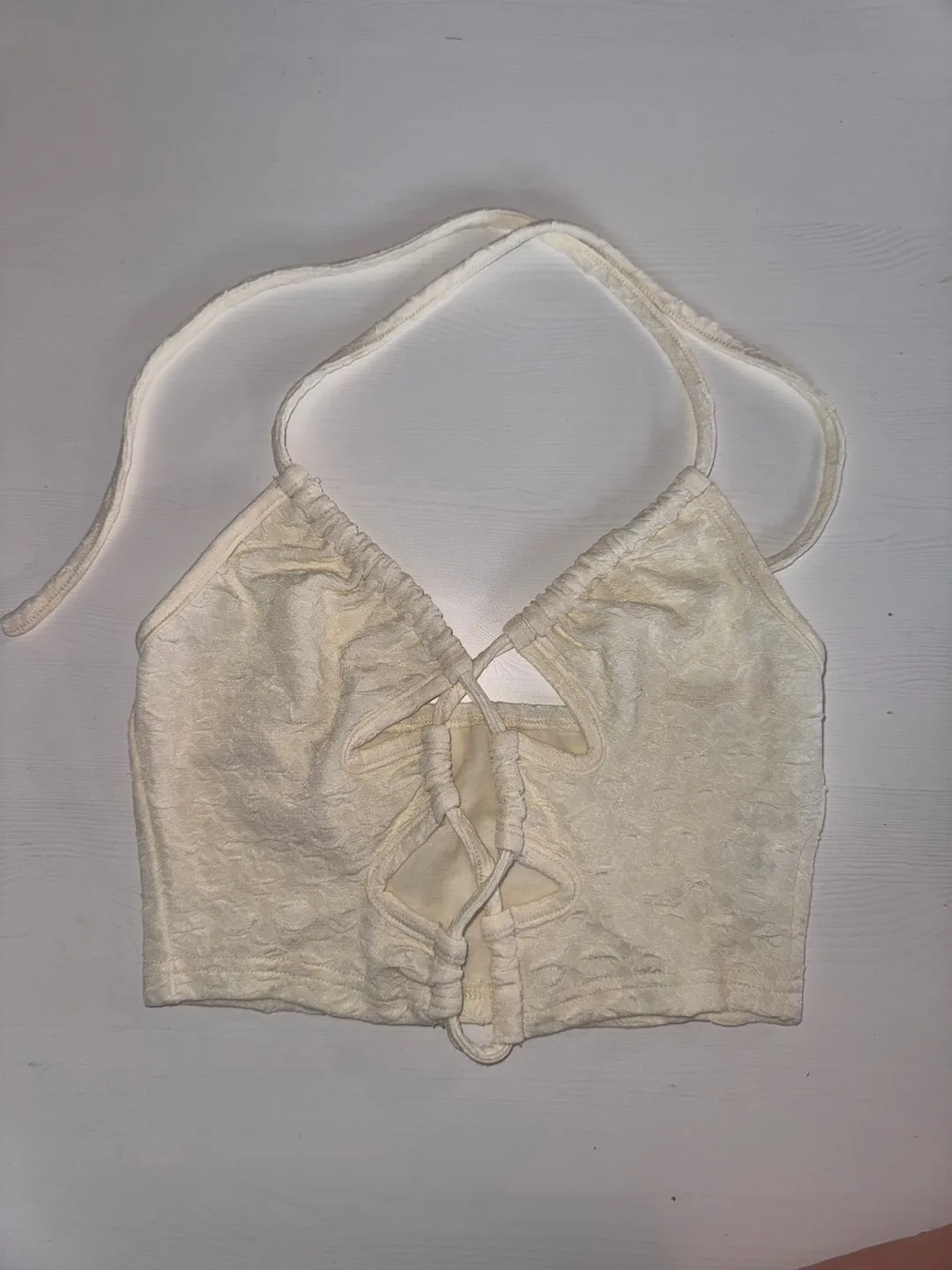 Cream-coloured Criss-Cross Halter Top thumbnail
