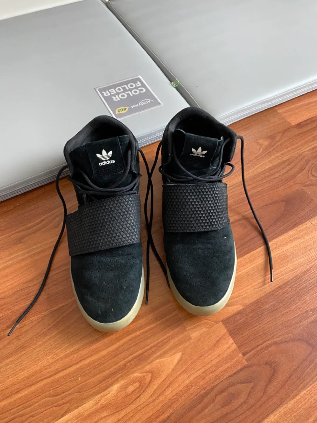 Adidas Tubular Strap Black Suede High Top Sneakers thumbnail