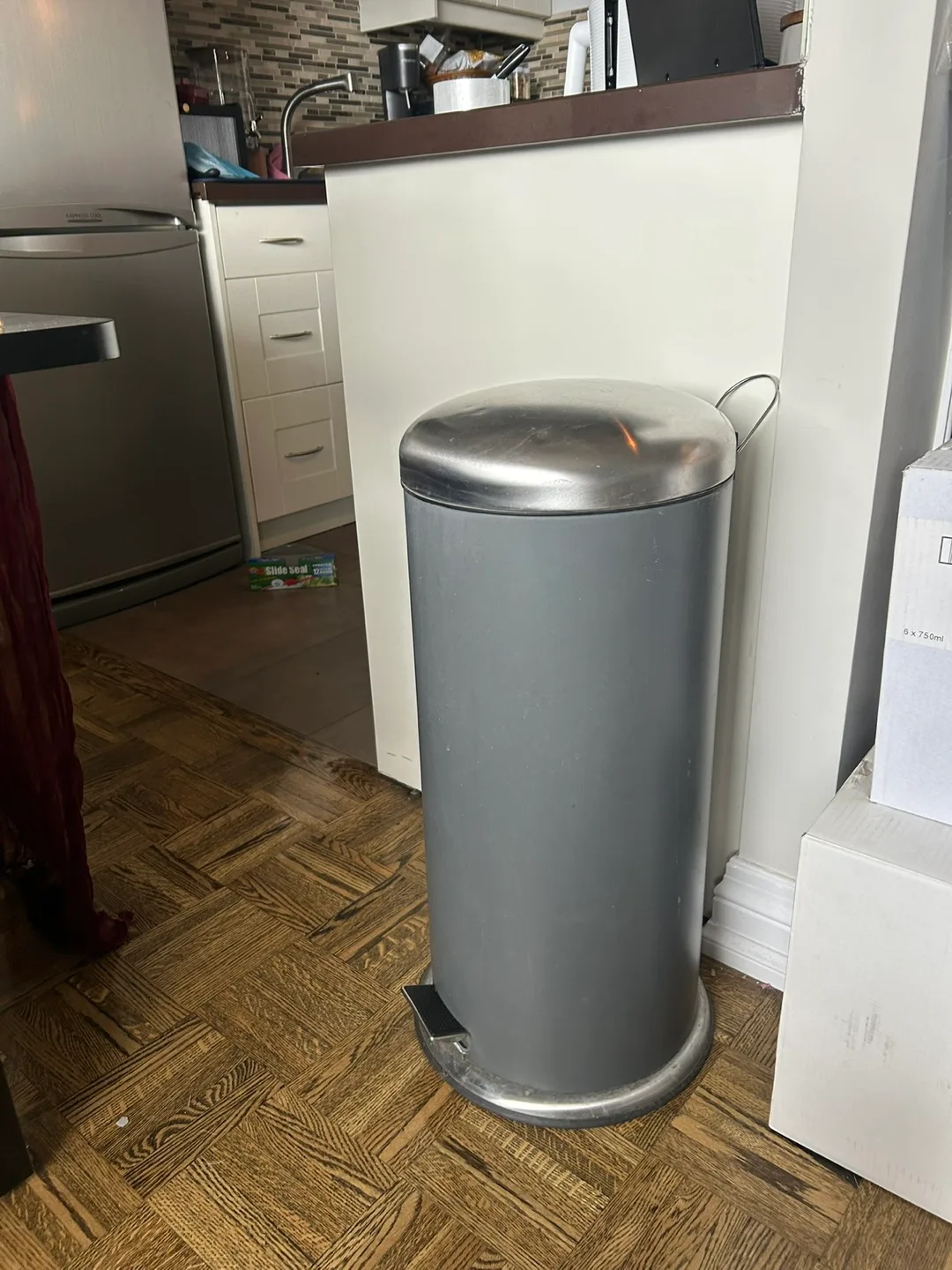 Grey Metal Step Trash Can thumbnail