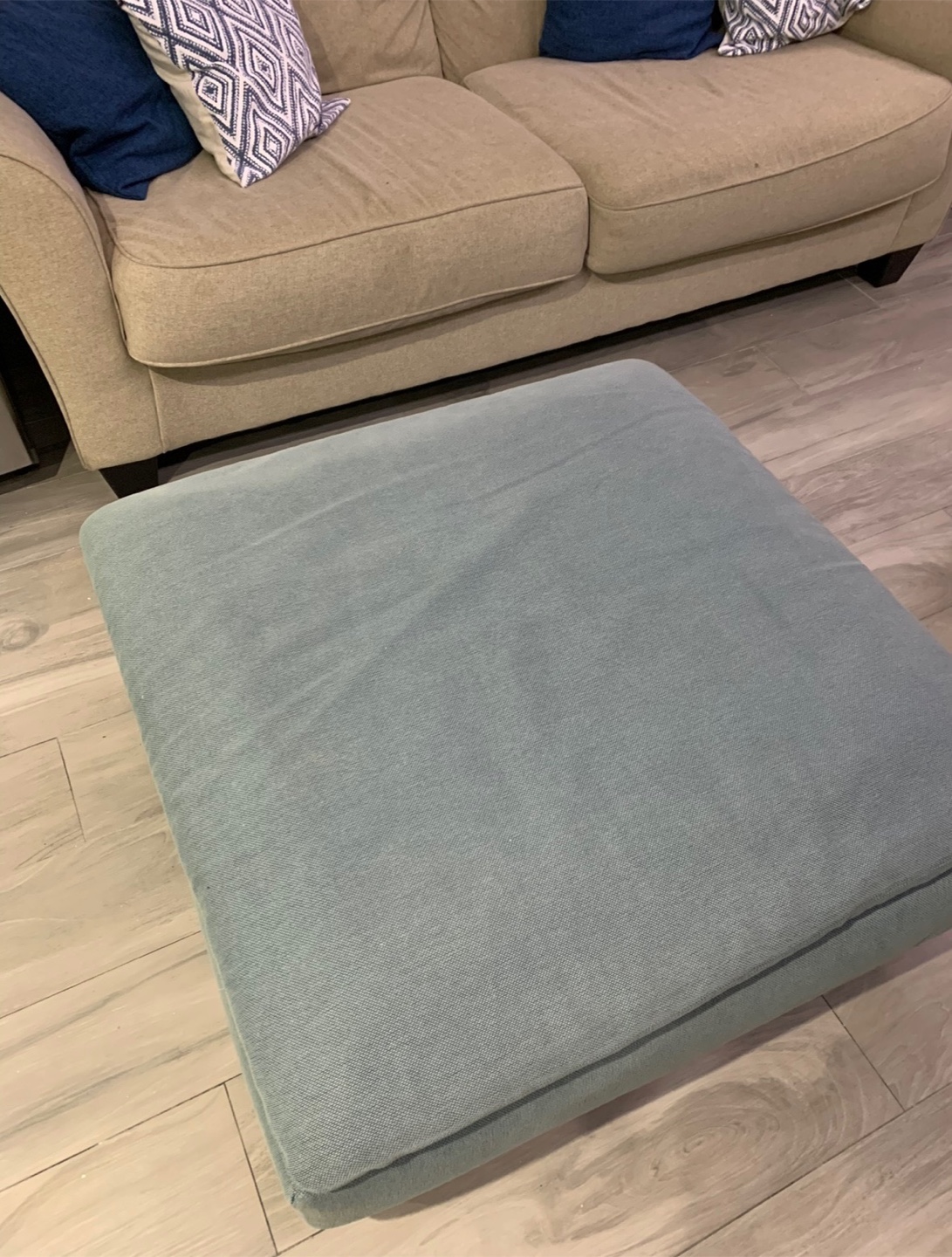 Teal Square Ottoman with Removable Cushion