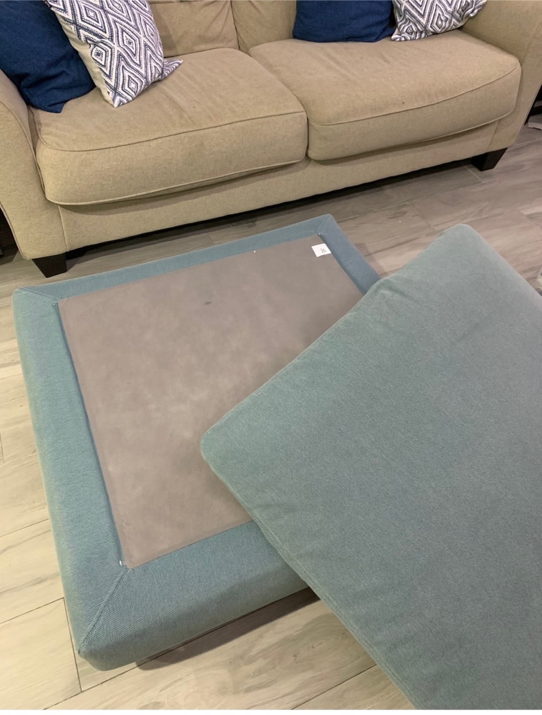 Teal Square Ottoman with Removable Cushion - photo 2