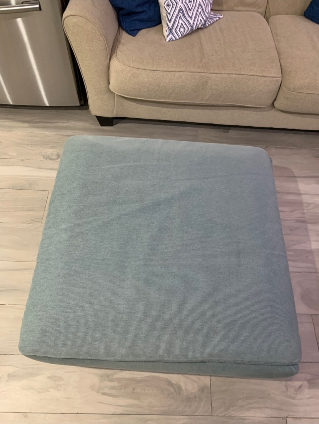 Teal Square Ottoman with Removable Cushion - photo 3