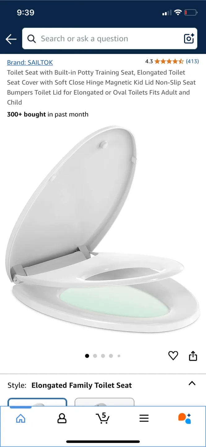 Elongated Toilet Seat with Built-in Potty Training Seat thumbnail