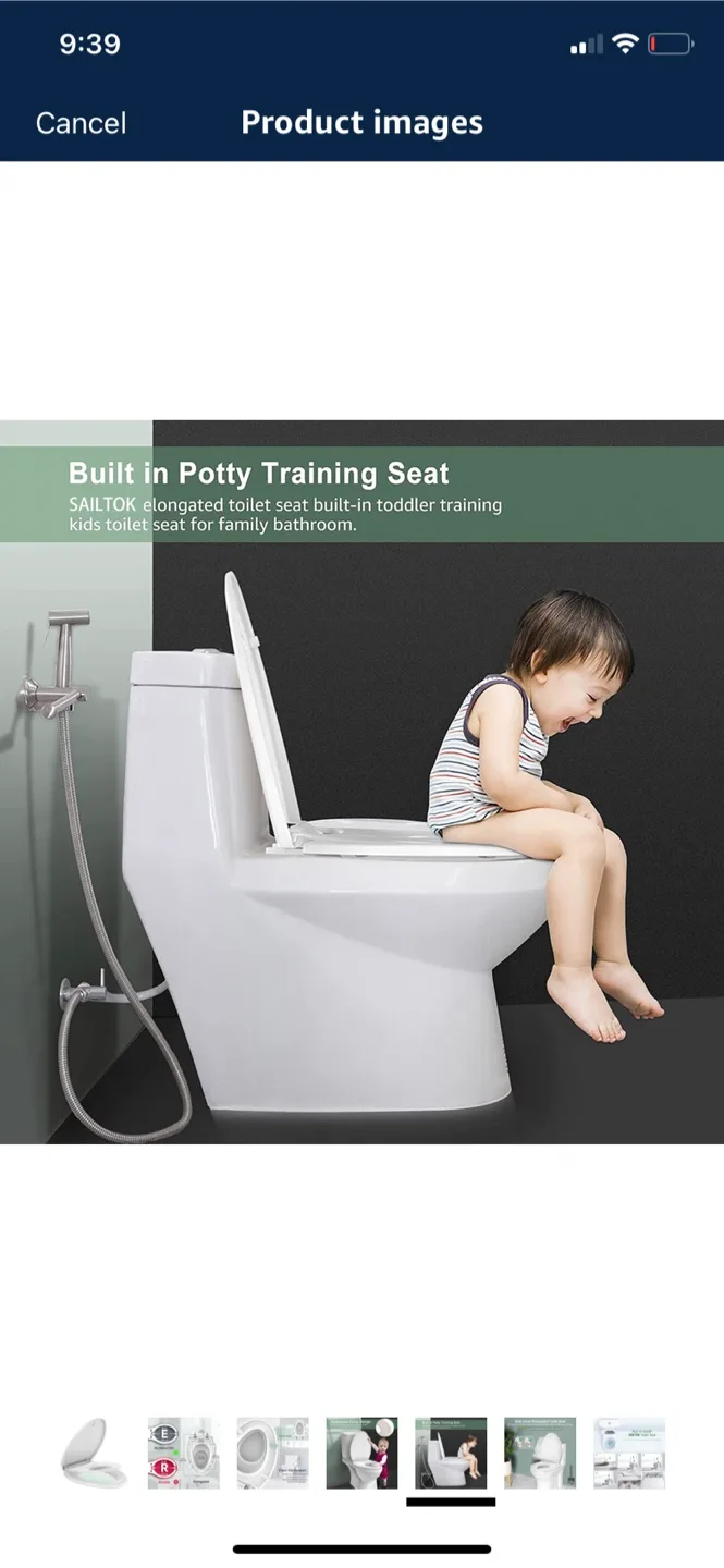 Elongated Toilet Seat with Built-in Potty Training Seat image indicator(6)