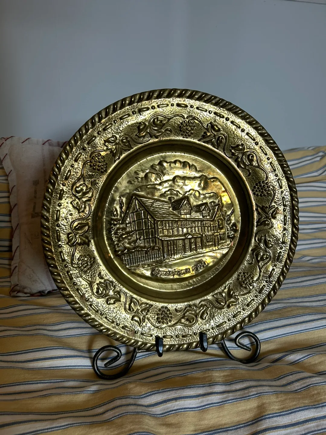 Antique Brass Wall Plate with Stand thumbnail