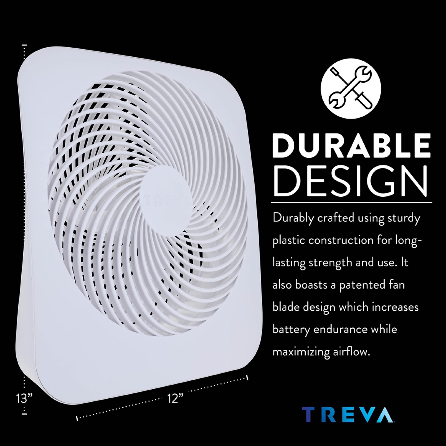 Treva 10-Inch Portable Fan, Powered by Battery and/or AC Adapter - photo 5