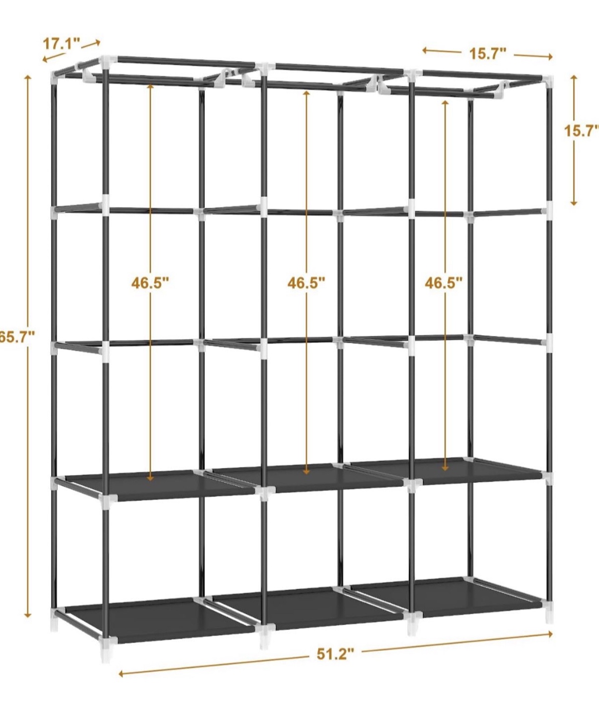 Black Fabric Wardrobe Closet Organizer - photo 5