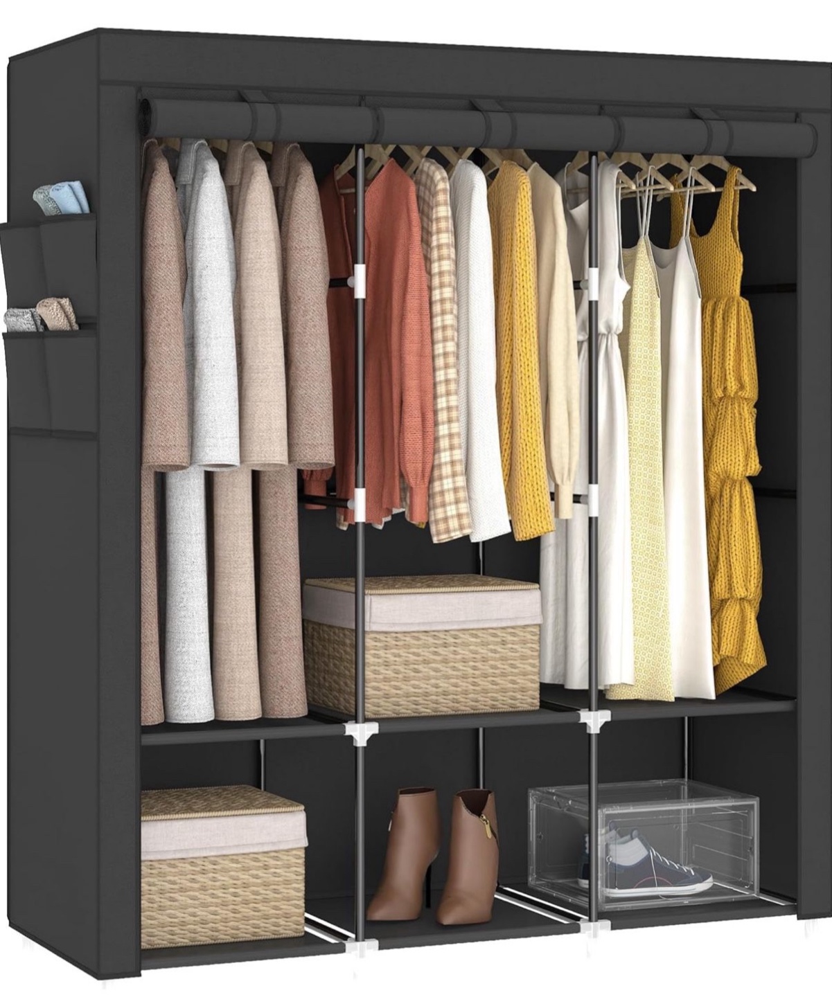 Black Fabric Wardrobe Closet Organizer - photo 4