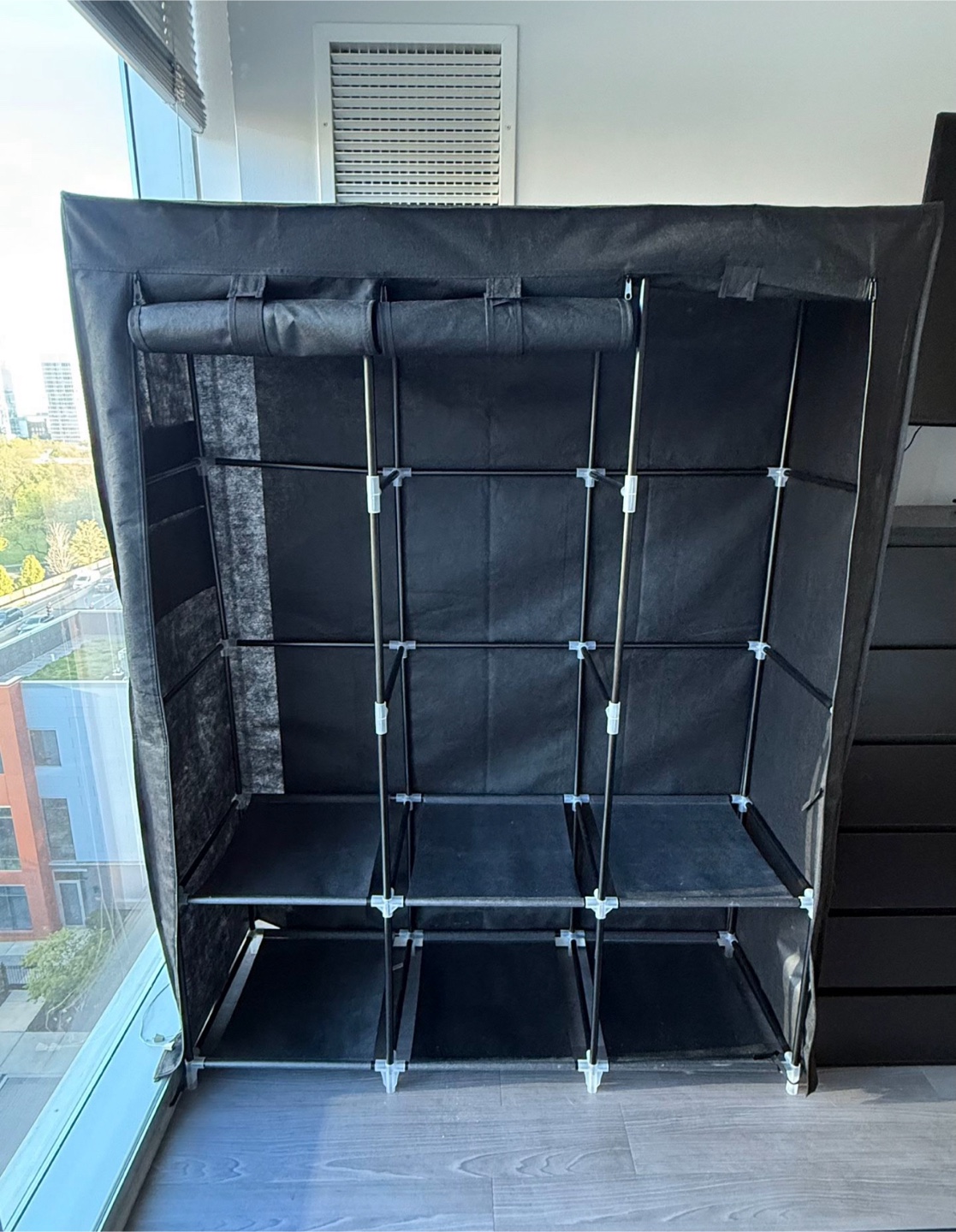 Black Fabric Wardrobe Closet Organizer