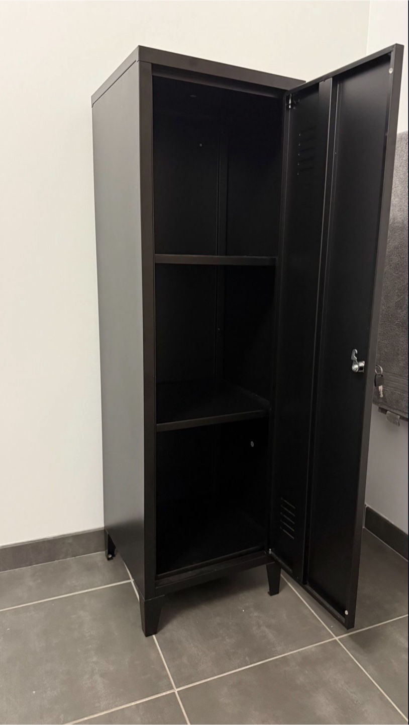 Black Metal Locker Cabinet with Shelves - photo 3