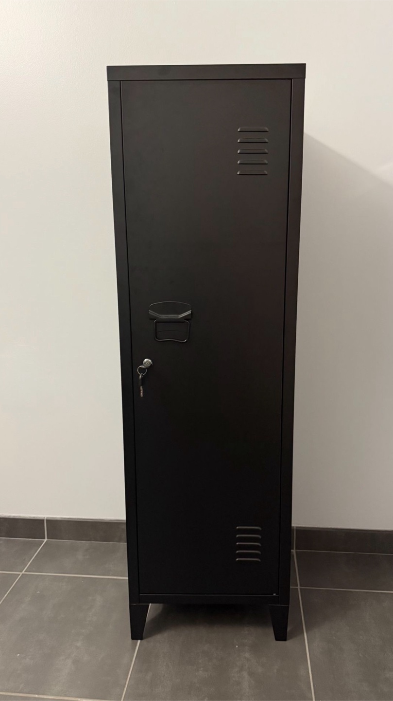 Black Metal Locker Cabinet with Shelves