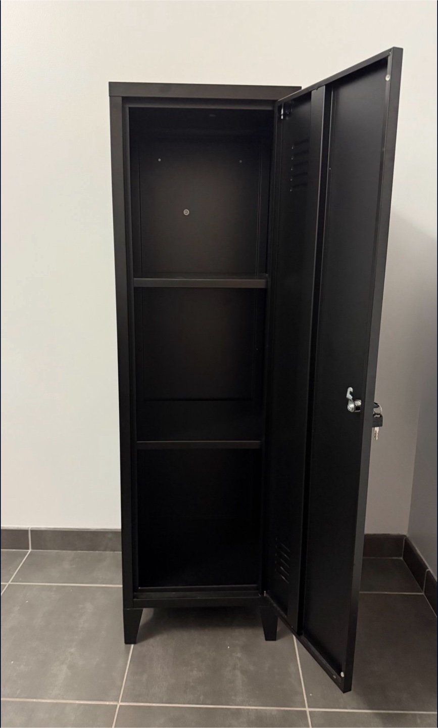 Black Metal Locker Cabinet with Shelves - photo 2