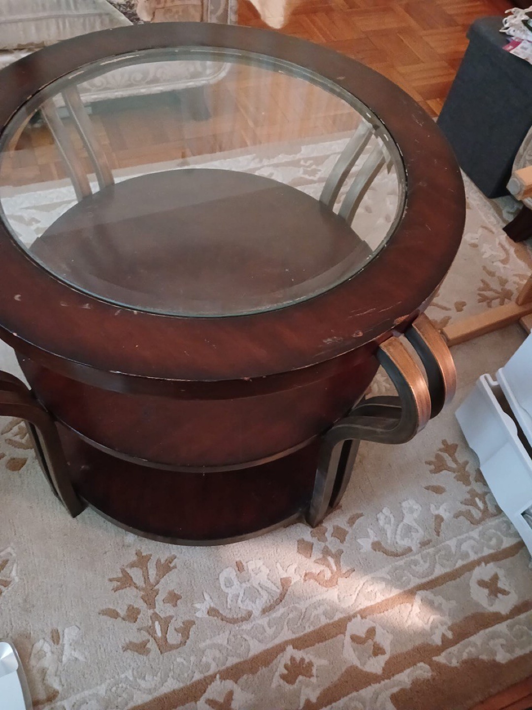 Round glass top coffee table