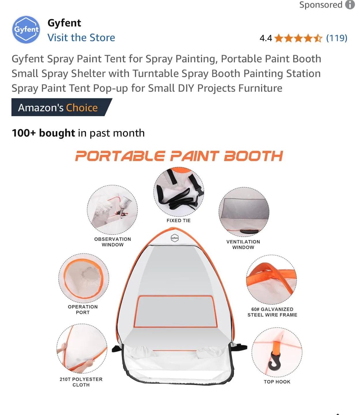 Gyfent Portable Spray Paint Booth Tent image indicator(4)