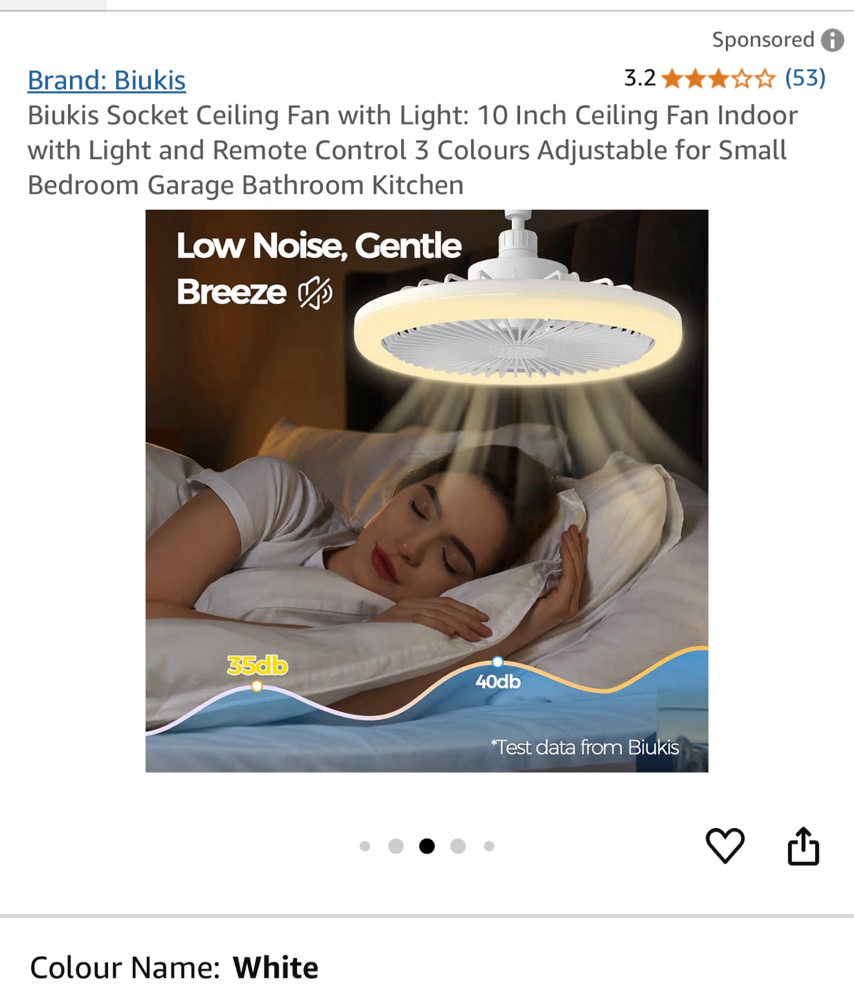 Biukis 10-inch Ceiling Fan with Light and Remote - photo 4