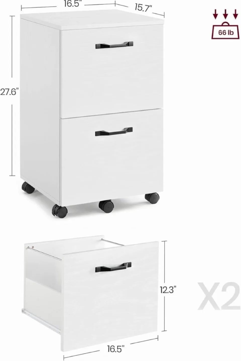 Pair of White Lateral Filing Cabinets with Black Handles image indicator(4)