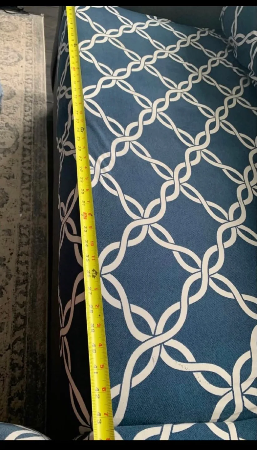 Sofa Slipcover - Navy Blue and White Geometric Pattern image indicator(2)