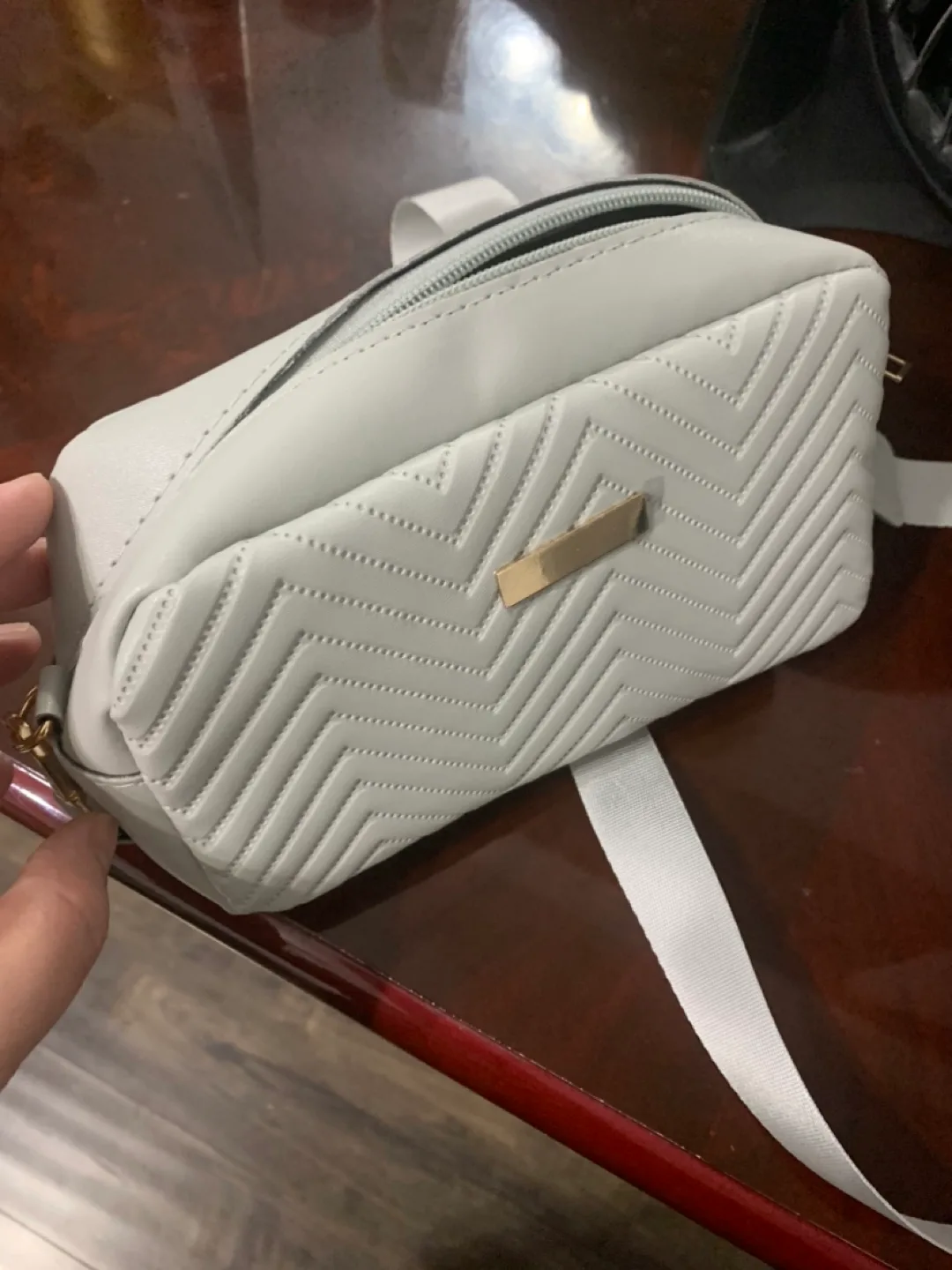 Grey Quilted Crossbody Bag image indicator(2)