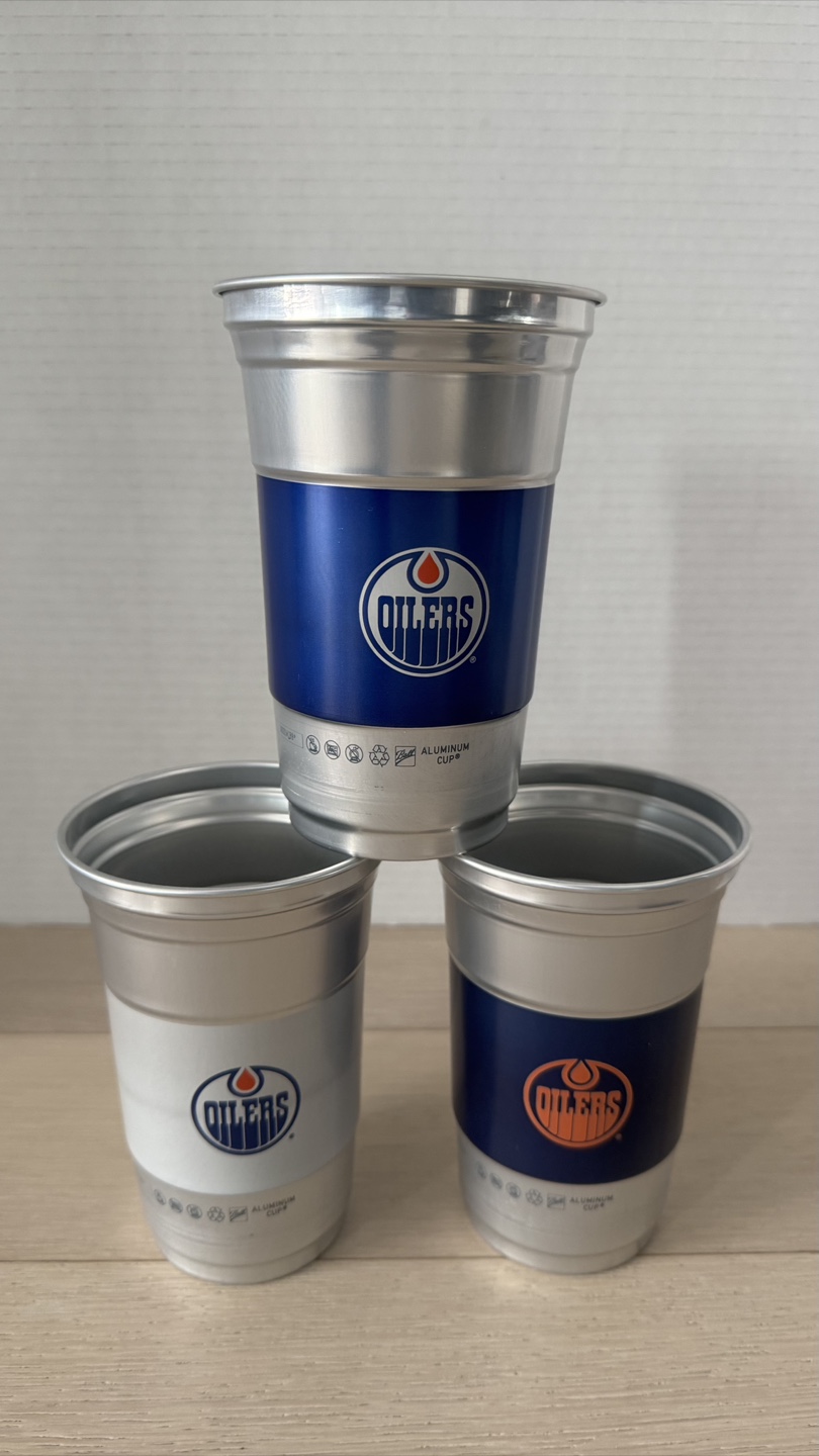 Three Edmonton Oilers Aluminum Cups - photo 2