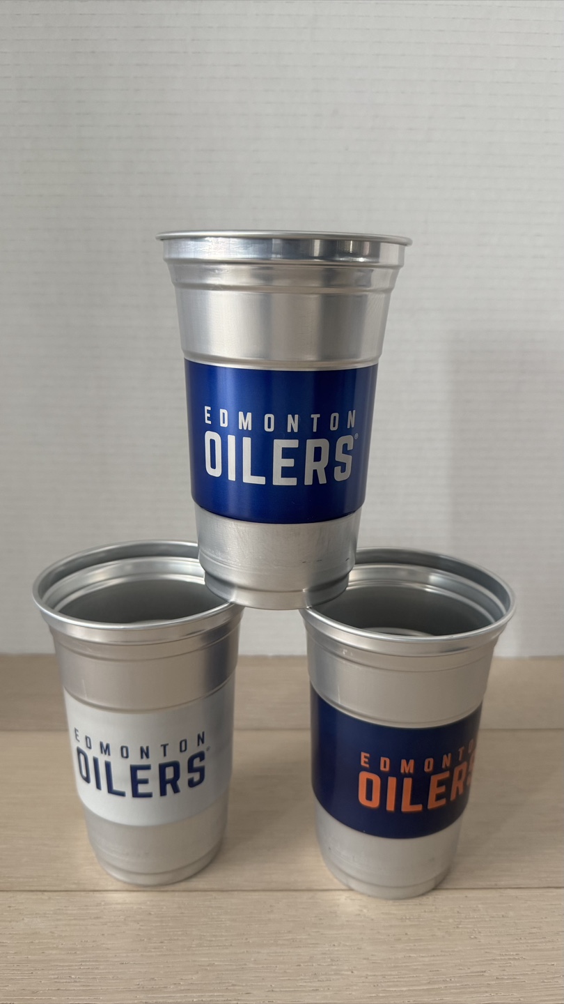 Three Edmonton Oilers Aluminum Cups