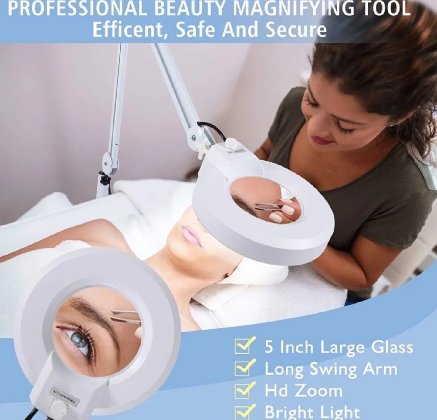 LED Magnifying Lamp with 5 Inch Lens and Long Swing Arm thumbnail