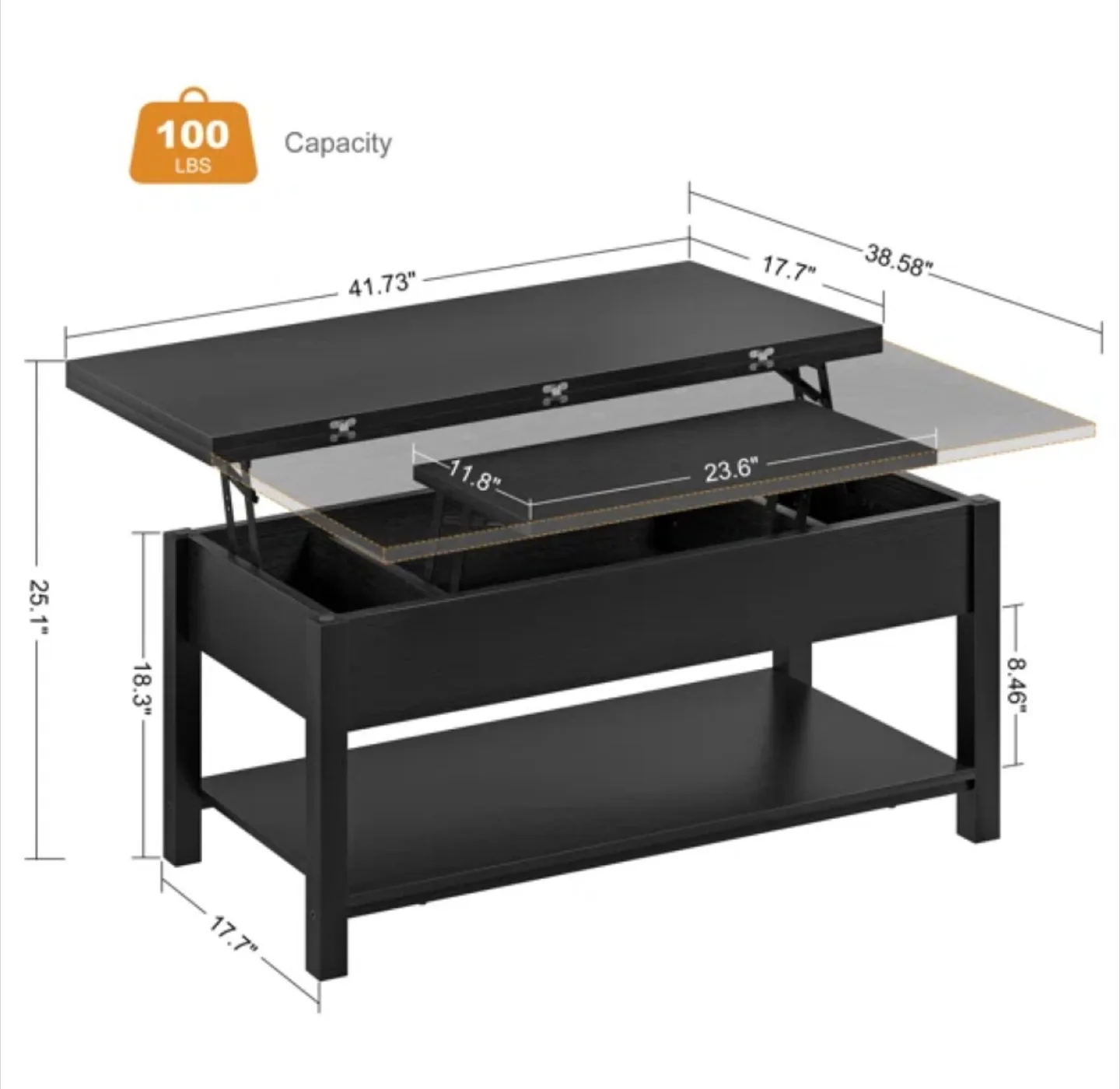 Lift Top Coffee Table/Dining Table with Storage image indicator(5)