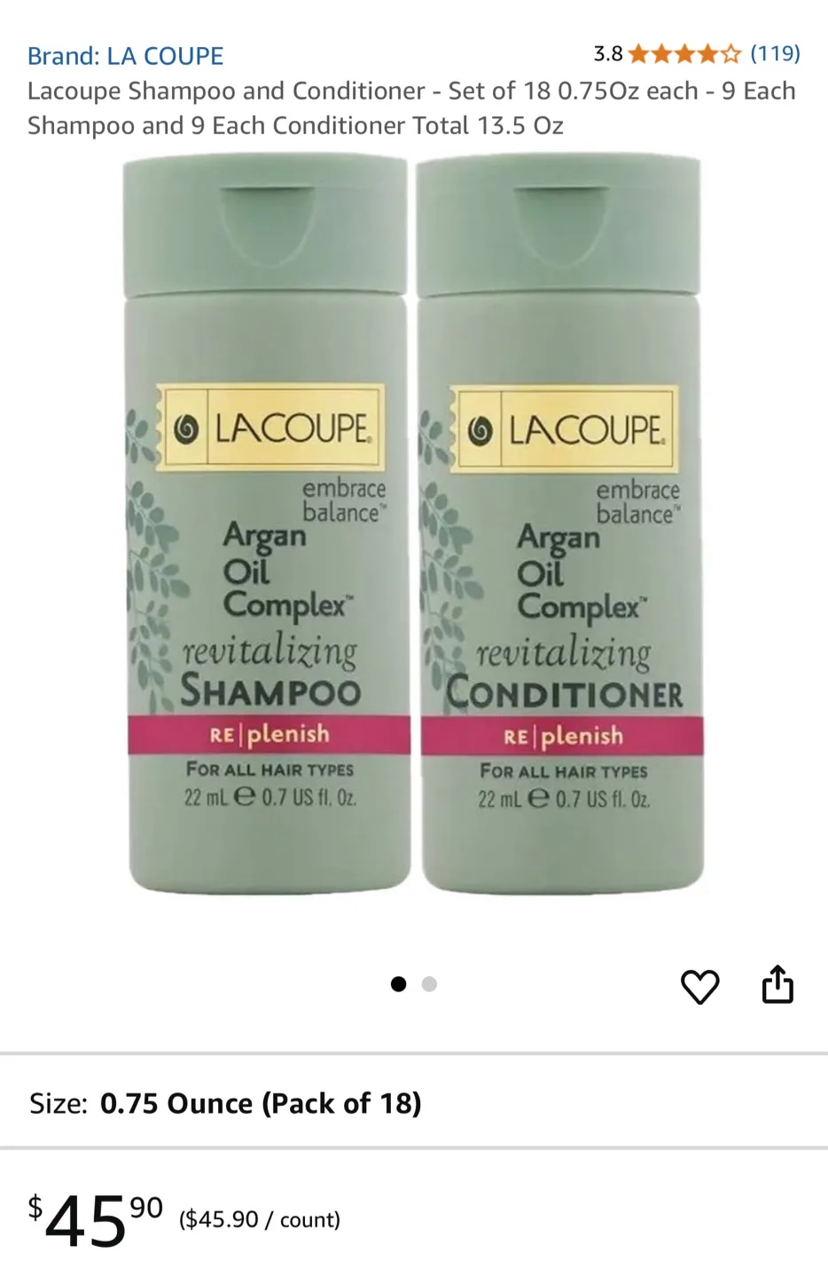 Mini LaCoupe Argan Oil Toiletries Travel Bundle image indicator(2)