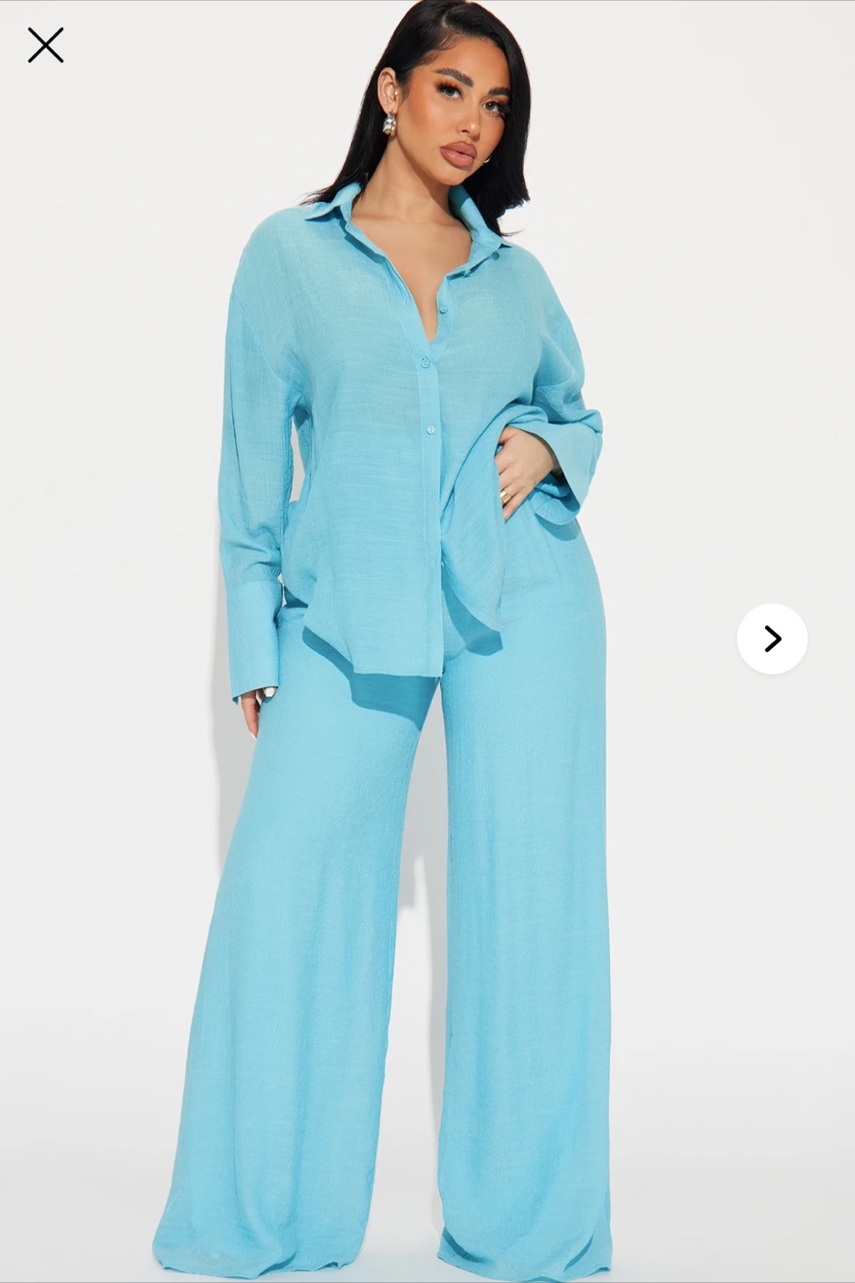 Fashion nova turquoise Linen Set