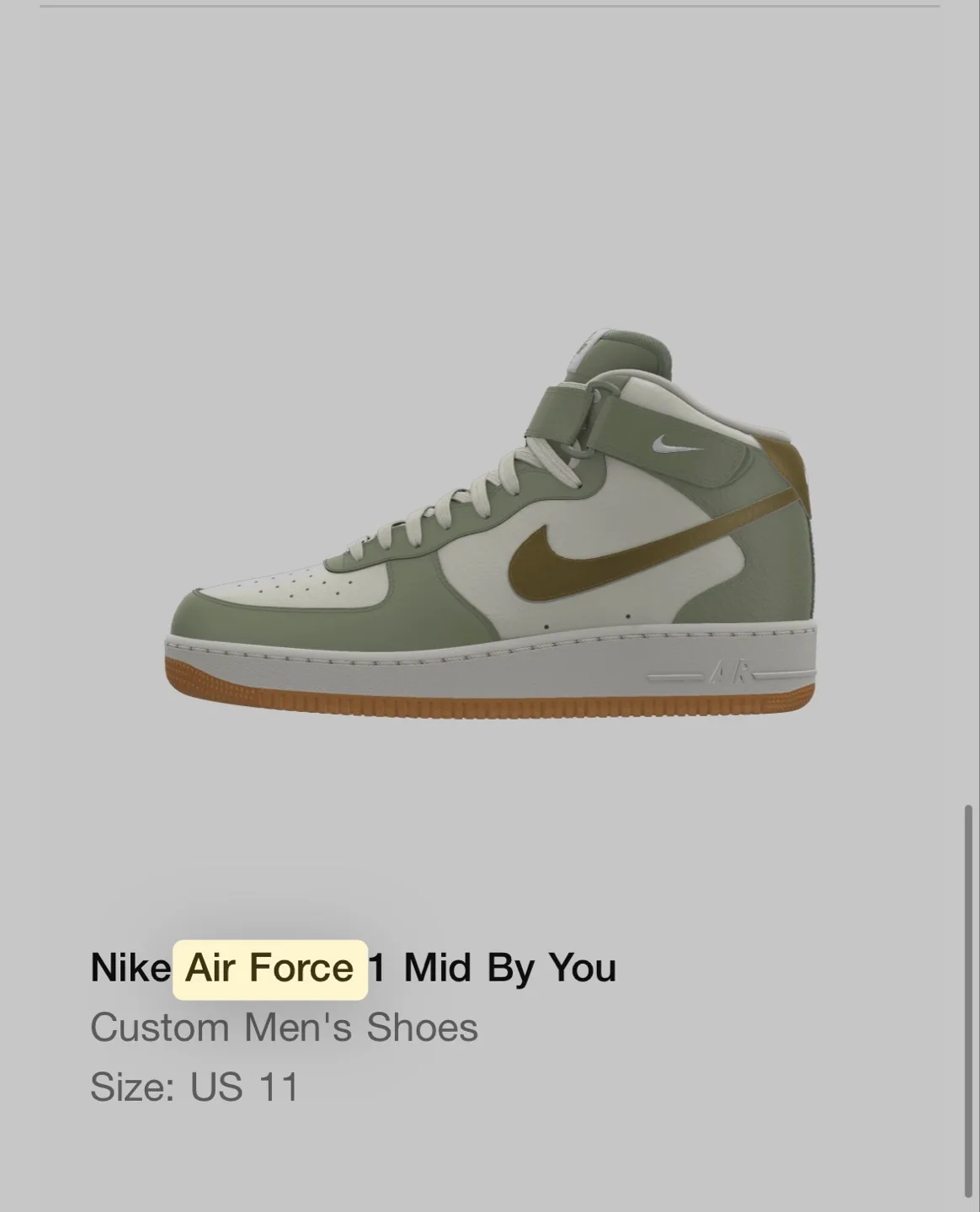 Nike Air Force 1 Mid By You Custom Men's Shoes - Size US 11 thumbnail