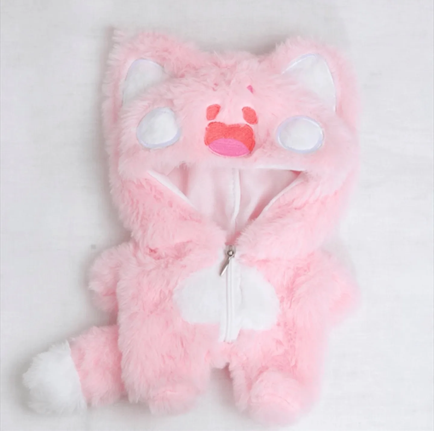 Adorable Cat Hooded Plush Outfit for Toys - Pink and Green thumbnail