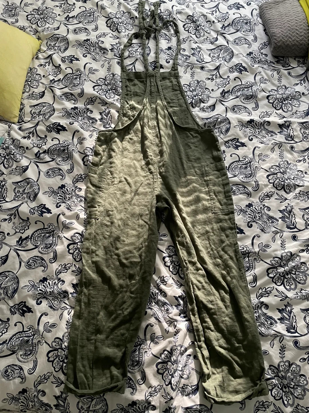 Aerie Olive Green Linen Overall Jumpsuit - XS image indicator(3)