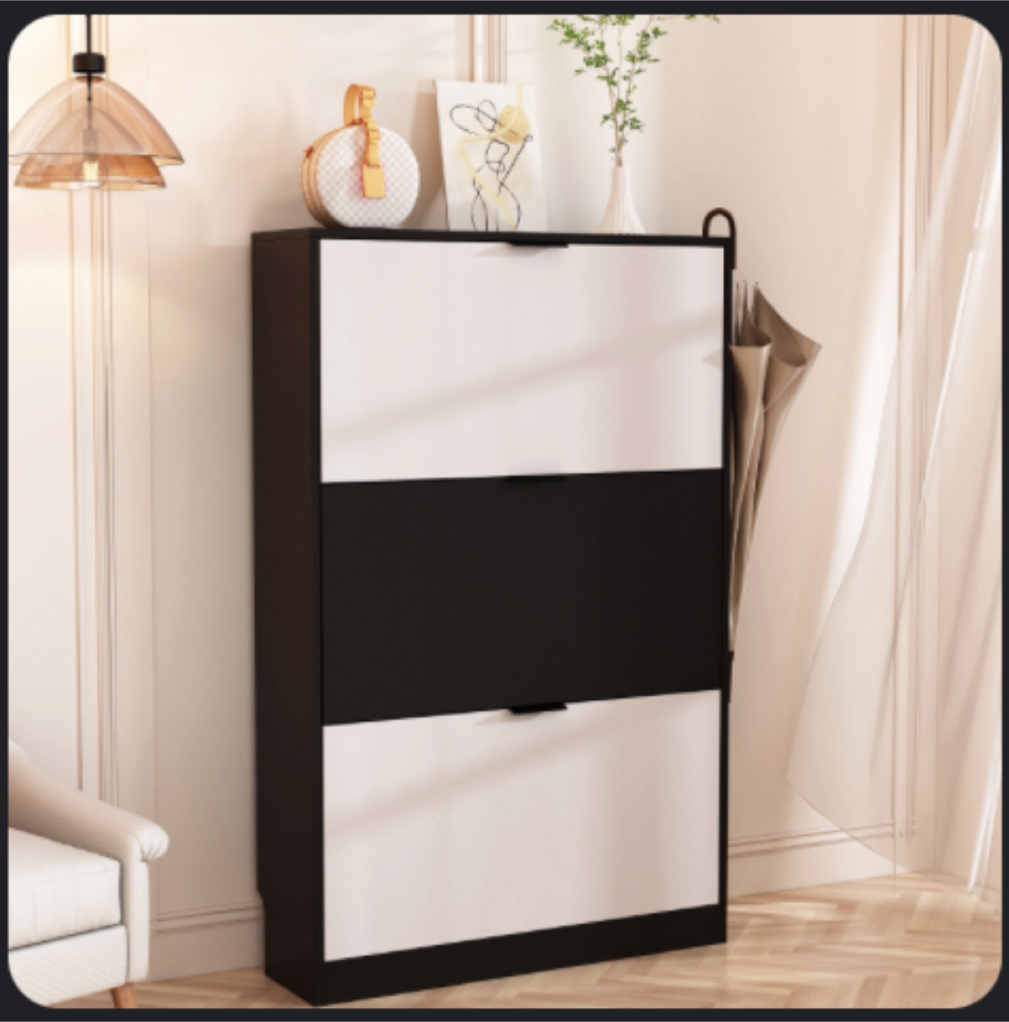 Three-Tier Shoe Cabinet - Black and Gray - photo 4