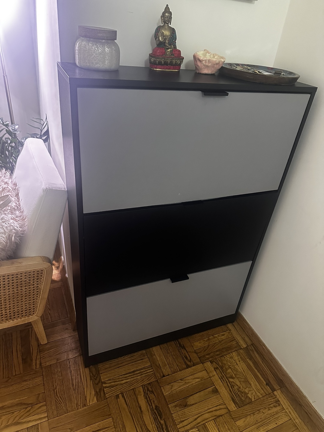 Three-Tier Shoe Cabinet - Black and Gray