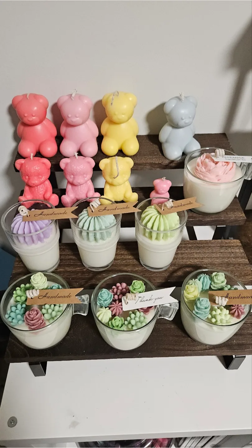 Handmade teddy bear Soy Candles –Gift-Ready & Unique! 🎁🧸🌸 image indicator(3)