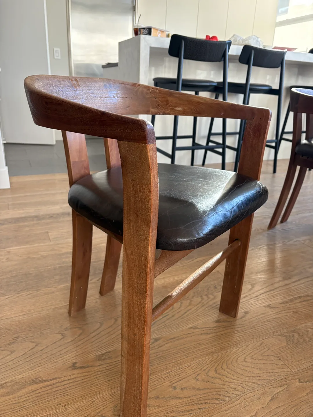 Mid-Century Modern Dining Chair with Leather Seat thumbnail